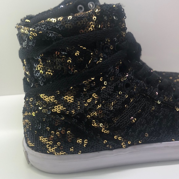 gold sequin sneakers